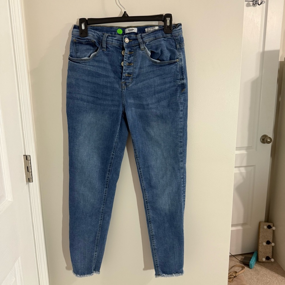 Kensie The Ultimate High Rise Skinny Button Fly Blue Jeans Size 8